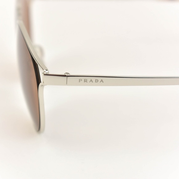 PRADA: Silver, Metal & Logo Sunglasses (po) - Picture 3 of 8